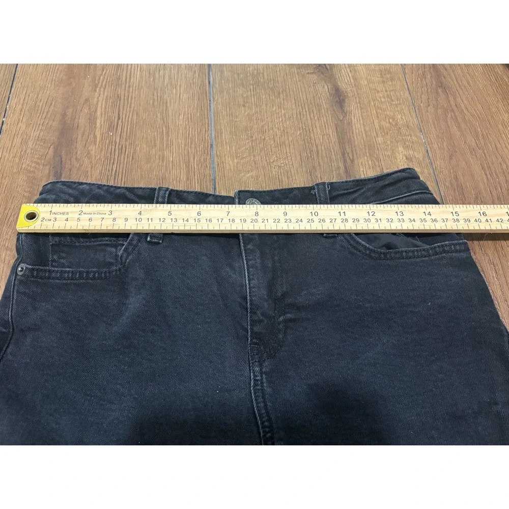 Topshop Moto Women's W30 Black Denim Bermuda Shorts Raw Hem Distressed Y2K